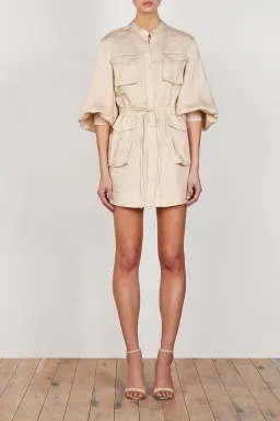 Shona Joy Ellington Linen Balloon Sleeve Mini Dress Cream Size 8 for rent on The Volte - image 1