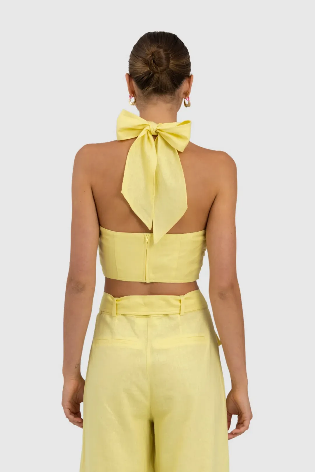 The Wolf Gang Sahara Linen Twist Neck Top Yellow Size 6 for rent on The Volte - main image