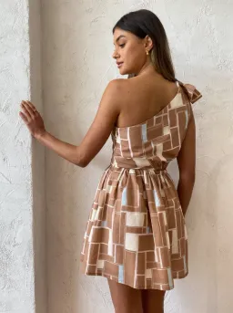 By Nicola Gabriella One Shoulder Mini Dress Print Size 6 for rent on The Volte - image 2