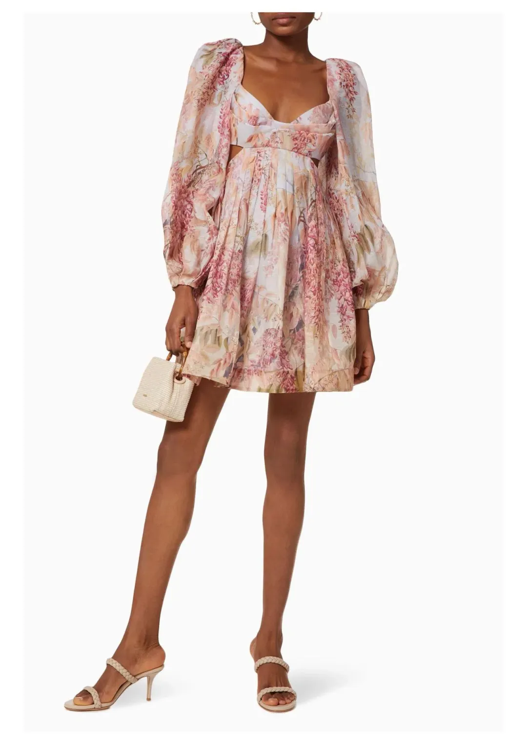 Zimmermann Botanica Bralette Mini Dress Milettia Floral Print Size 8 for rent on The Volte - main image