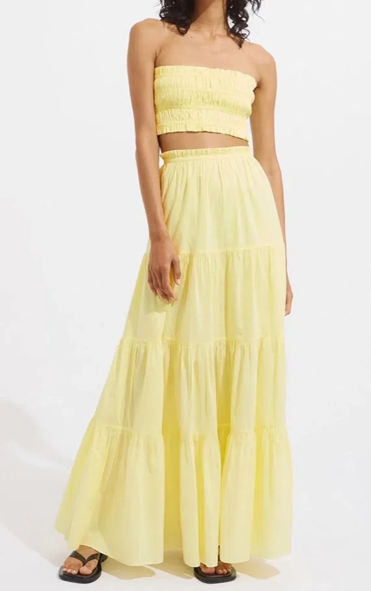 Steele Paradise Crop and Parasol Skirt Set in Neon Yellow Size 10 for rent on The Volte - main image