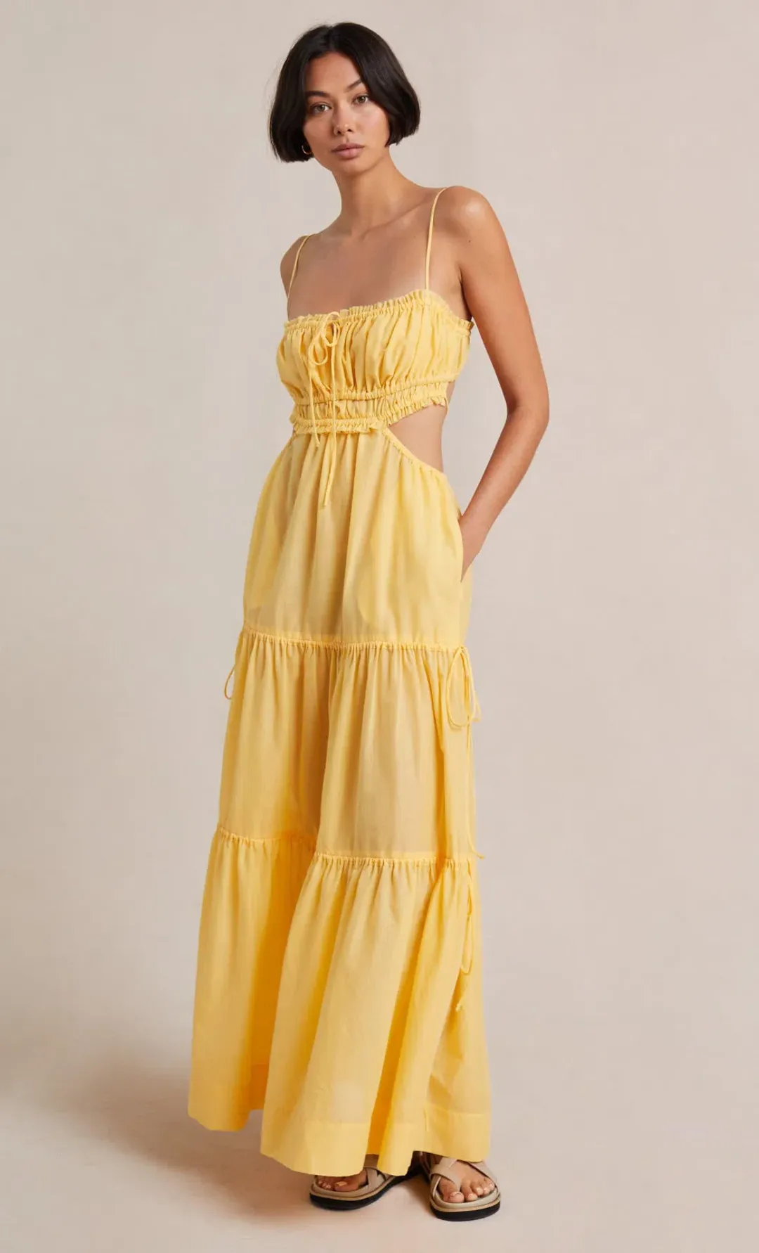 Bec & Bridge Alexandra Tie Maxi Dress Yellow Size 8 for rent on The Volte - main image