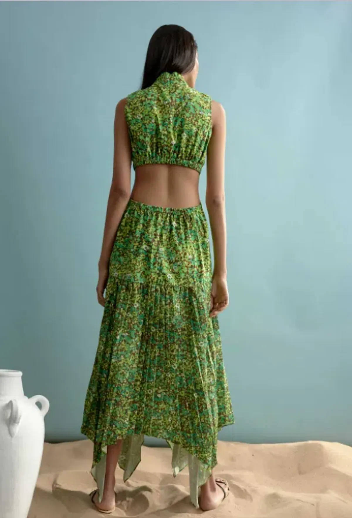 Alemais Phyllis Twist Front Pleat Dress Green Size 10 - Image 3