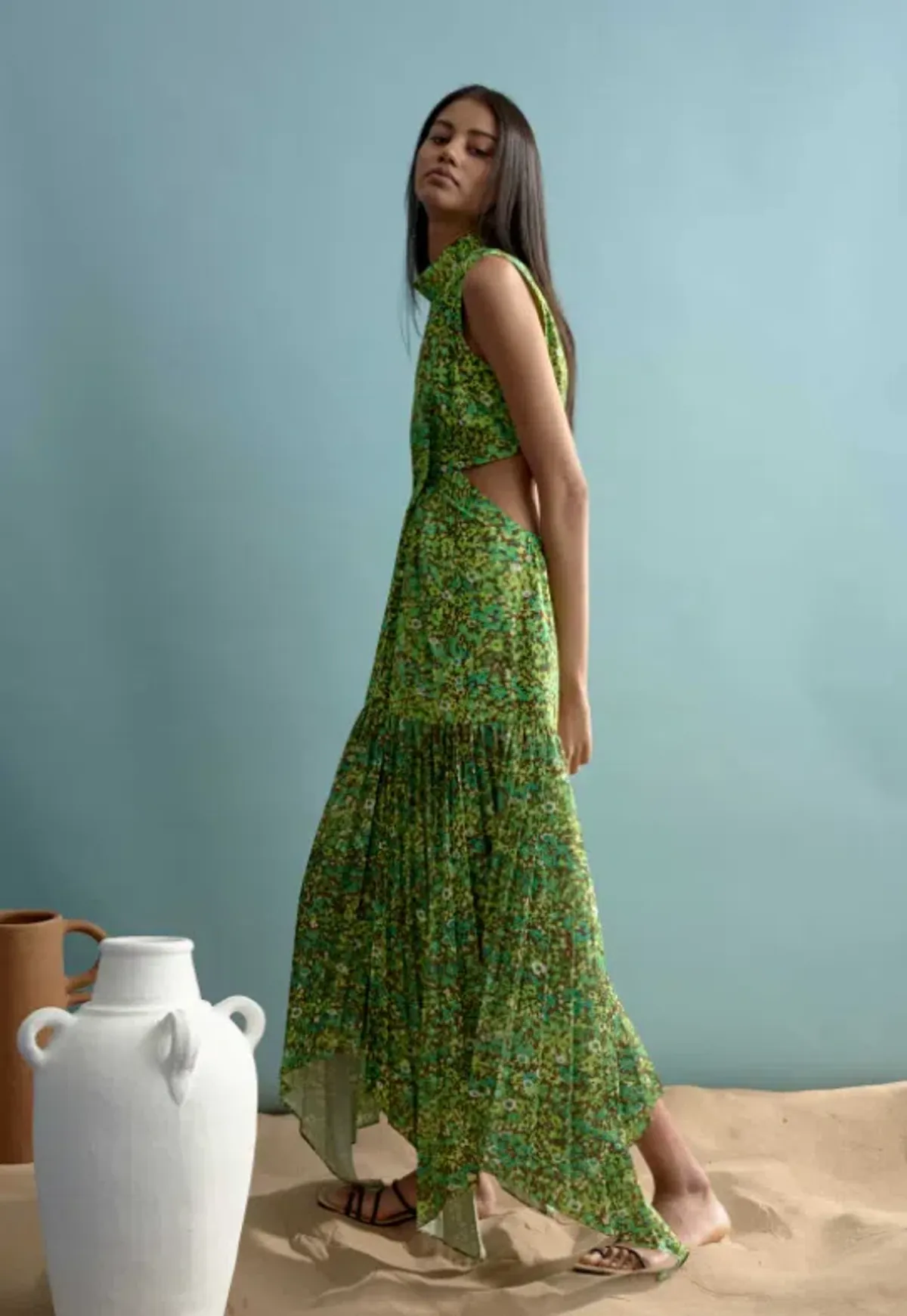 Alemais Phyllis Twist Front Pleat Dress Green Size 10 - Image 2