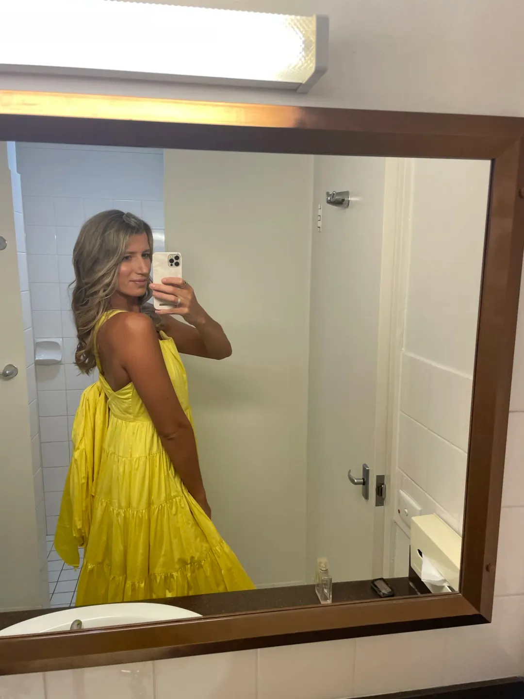 Aje Solstice Tiered Maxi Dress Yellow Size 10 for rent on The Volte - main image