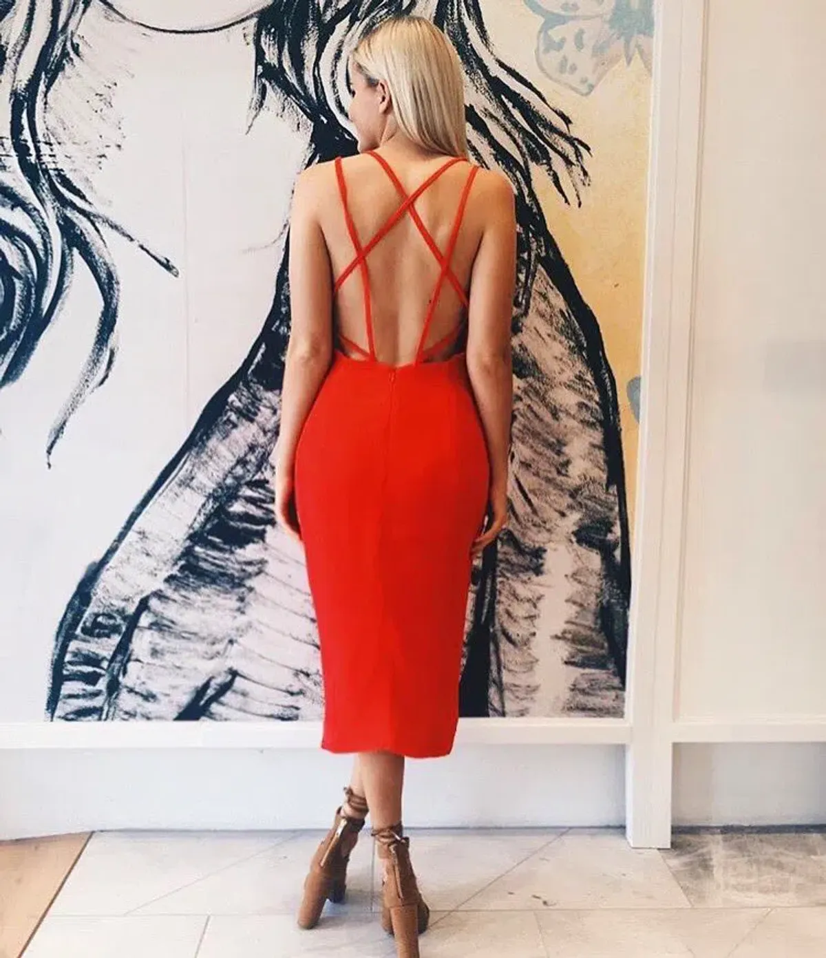 Kookai Olympia Dress in Scarlett Red Size 6 - Image 3