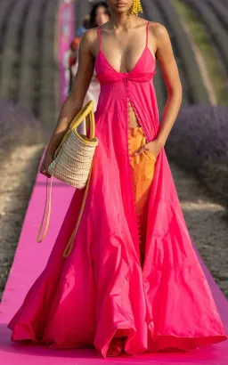 Jacquemus La Robe Manosque Tiered Maxi Dress Pink Size 6 for rent on The Volte - image 1