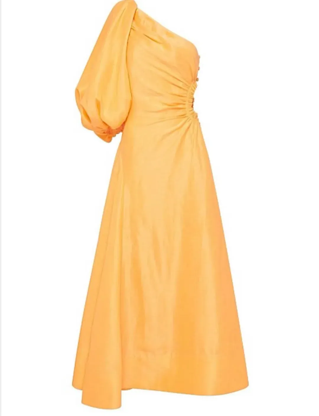 Aje Concept Linen and Silk One Shoulder Dress Yellow Size 6 for rent on The Volte - main image