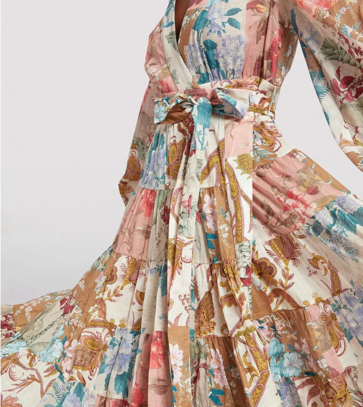 Zimmermann Cassia Patch Wrap Midi Dress Print Size 16 for rent on The Volte - main image