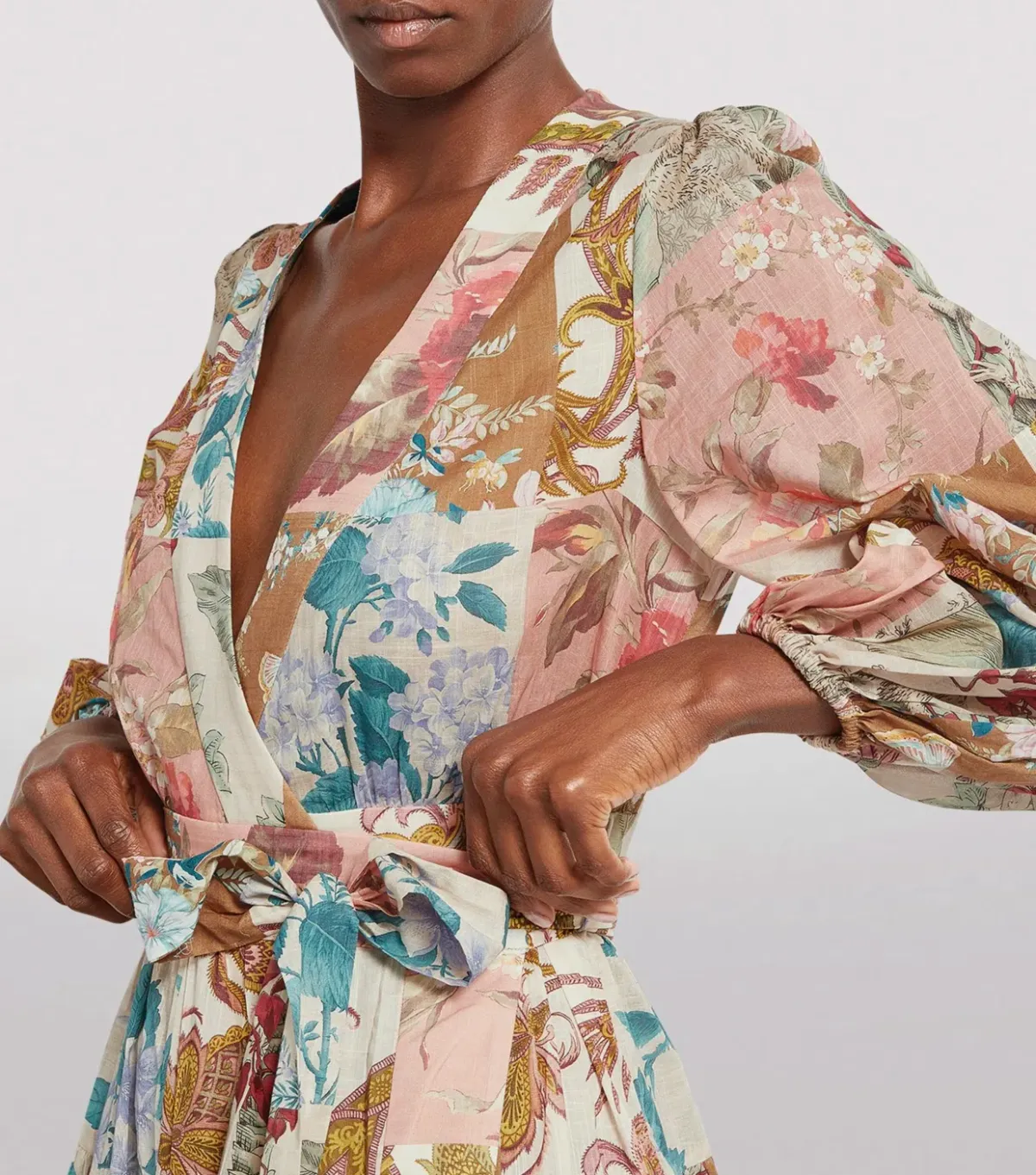 Zimmermann Cassia Patch Wrap Midi Dress Print Size 16 - Image 3