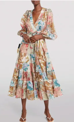 Zimmermann Cassia Patch Wrap Midi Dress Print Size 16 for rent on The Volte - image 4