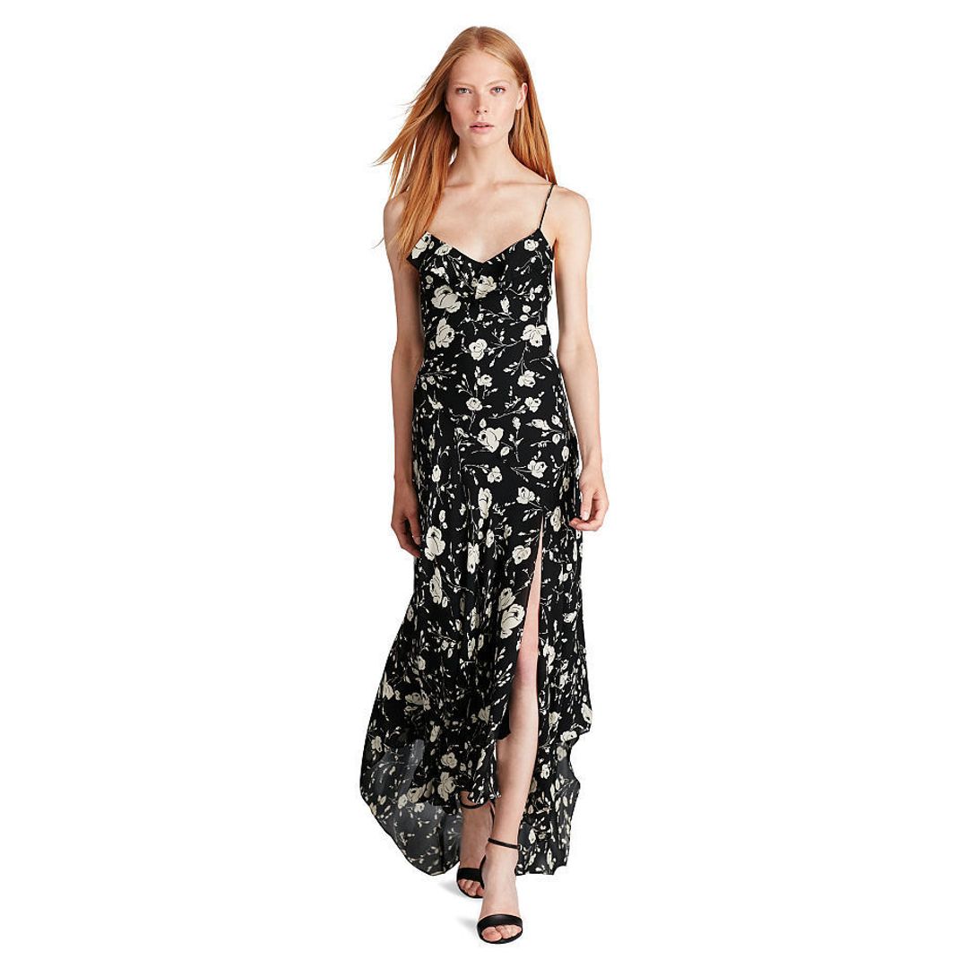 Polo Ralph Lauren Mulberry Silk Maxi Dress Floral Print Size 6 for rent on The Volte - main image