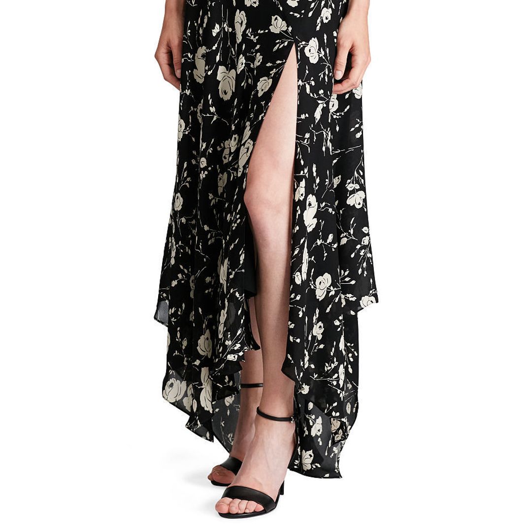 Polo Ralph Lauren Mulberry Silk Maxi Dress Floral Print Size 6 for rent on The Volte - main image