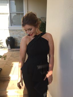 Elle Zeitoune Black Peplum formal dress for rent on The Volte - image 1