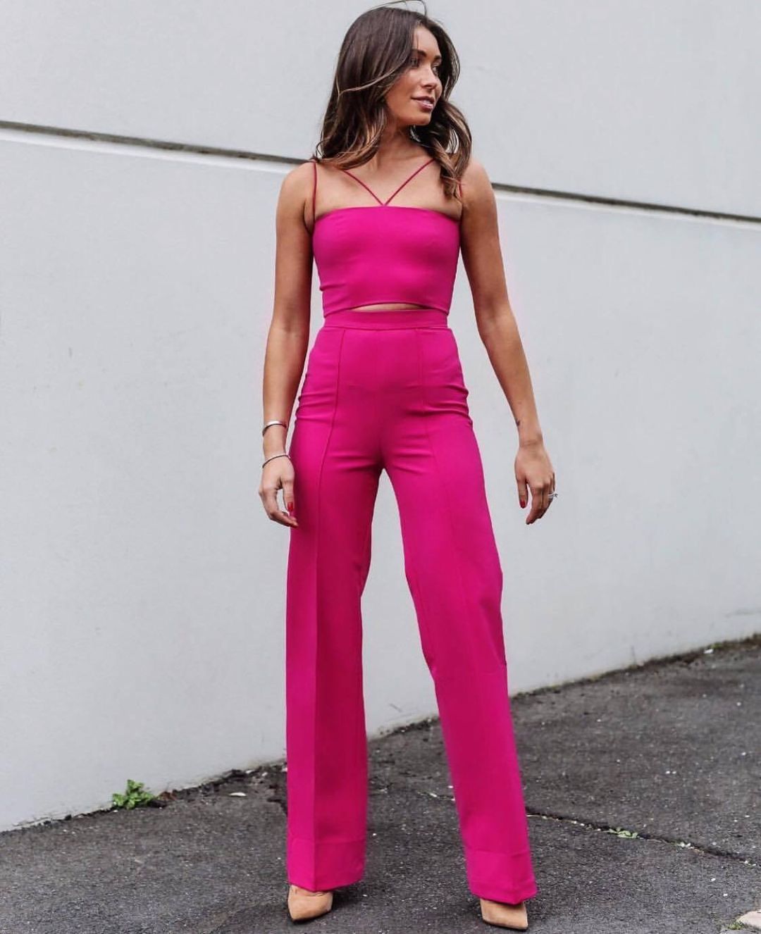 Bianca & Bridgett Pink Kim Pant & Crop Set for rent on The Volte - main image
