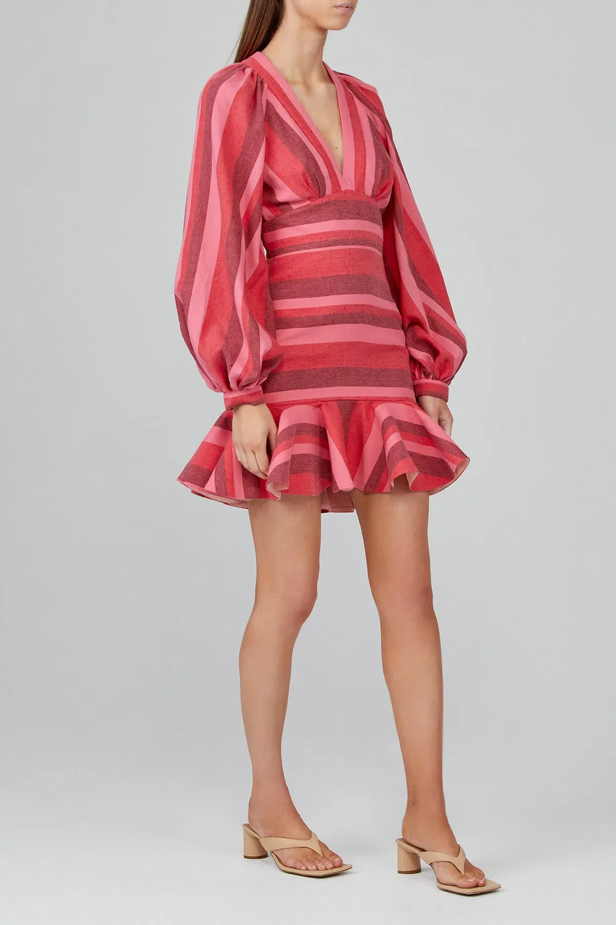 Acler Ellen Dress Pink Mix Stripe Size 8 for rent on The Volte - main image