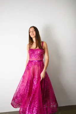 Bronx and Banco Fuchsia Mademoiselle Midi Dress Pink SIze 10 for rent on The Volte - image 1