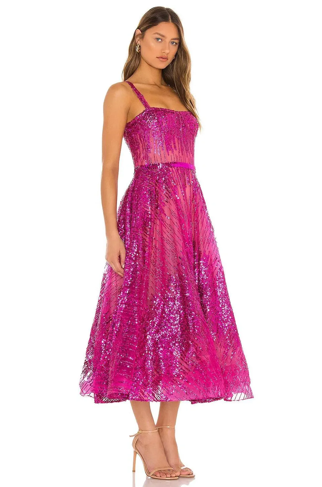 Bronx and Banco Fuchsia Mademoiselle Midi Dress Pink SIze 10 for rent on The Volte - main image