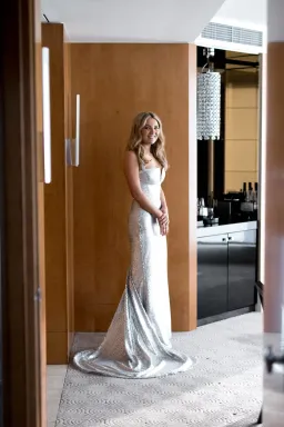 Georgia Young Couture Silver Sequin Gown Size 6 for rent on The Volte - image 2