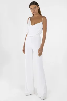 MISHA Moyra Slinky Jumpsuit Ivory White Size 12 for rent on The Volte - image 1