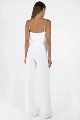 MISHA Moyra Slinky Jumpsuit Ivory White Size 12 for rent on The Volte - image 2