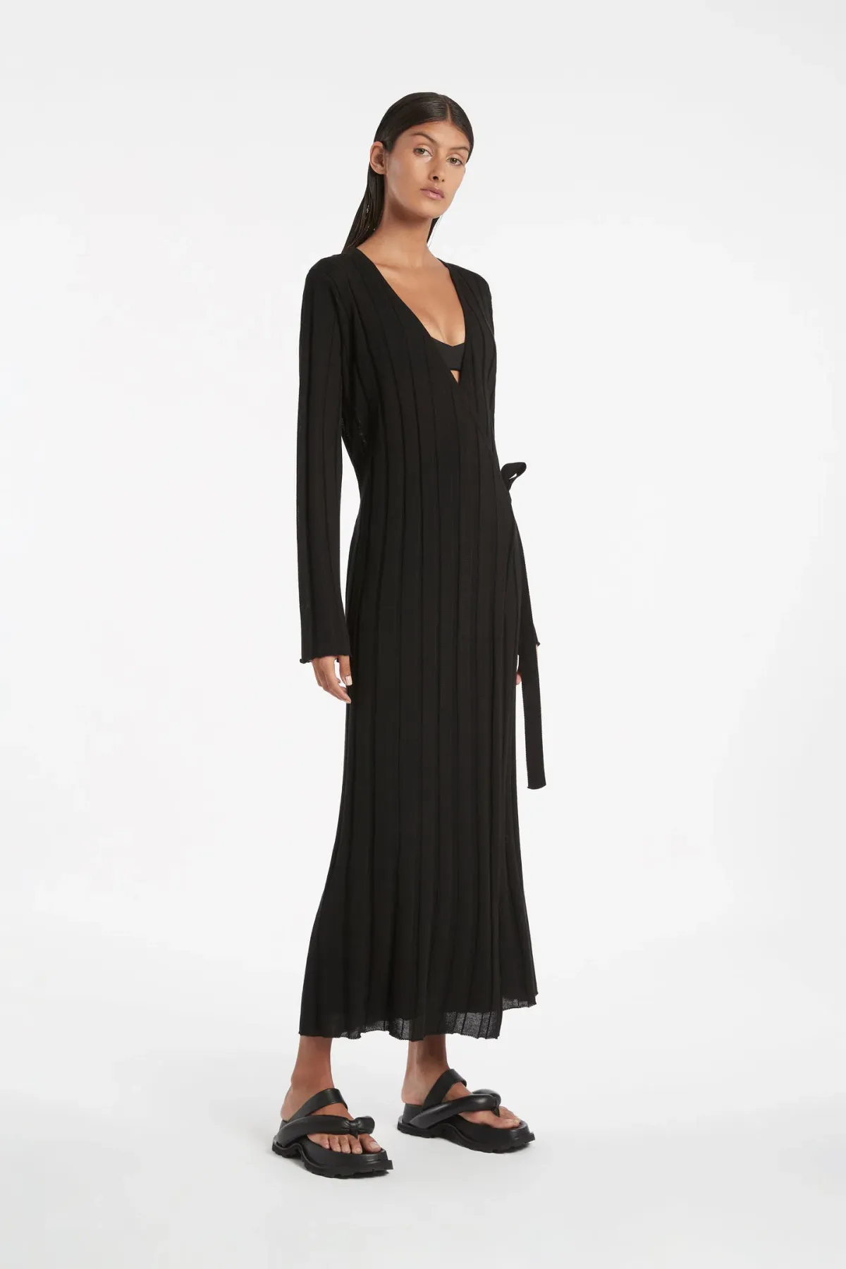 Sir The Label Basile Wrap Dress Black Size 3 / AU 12 for rent on The Volte - main image