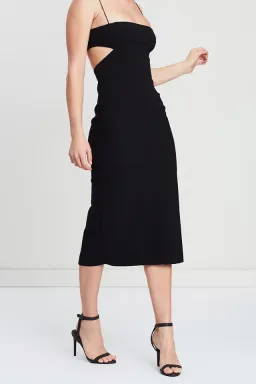 Bec & Bridge Elle Cut Out Midi Dress Black Size 12 for rent on The Volte - image 1