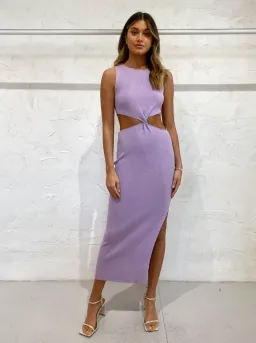 Bec & Bridge Riviera Knit Twist Midi Dress Lilac Size 12 for rent on The Volte - image 2