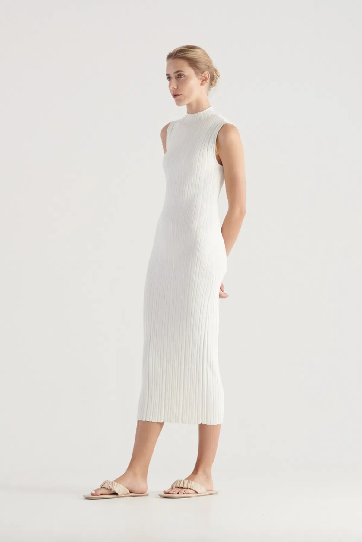 Elka Collective Pillar Knit Dress White Size 10 for rent on The Volte - main image
