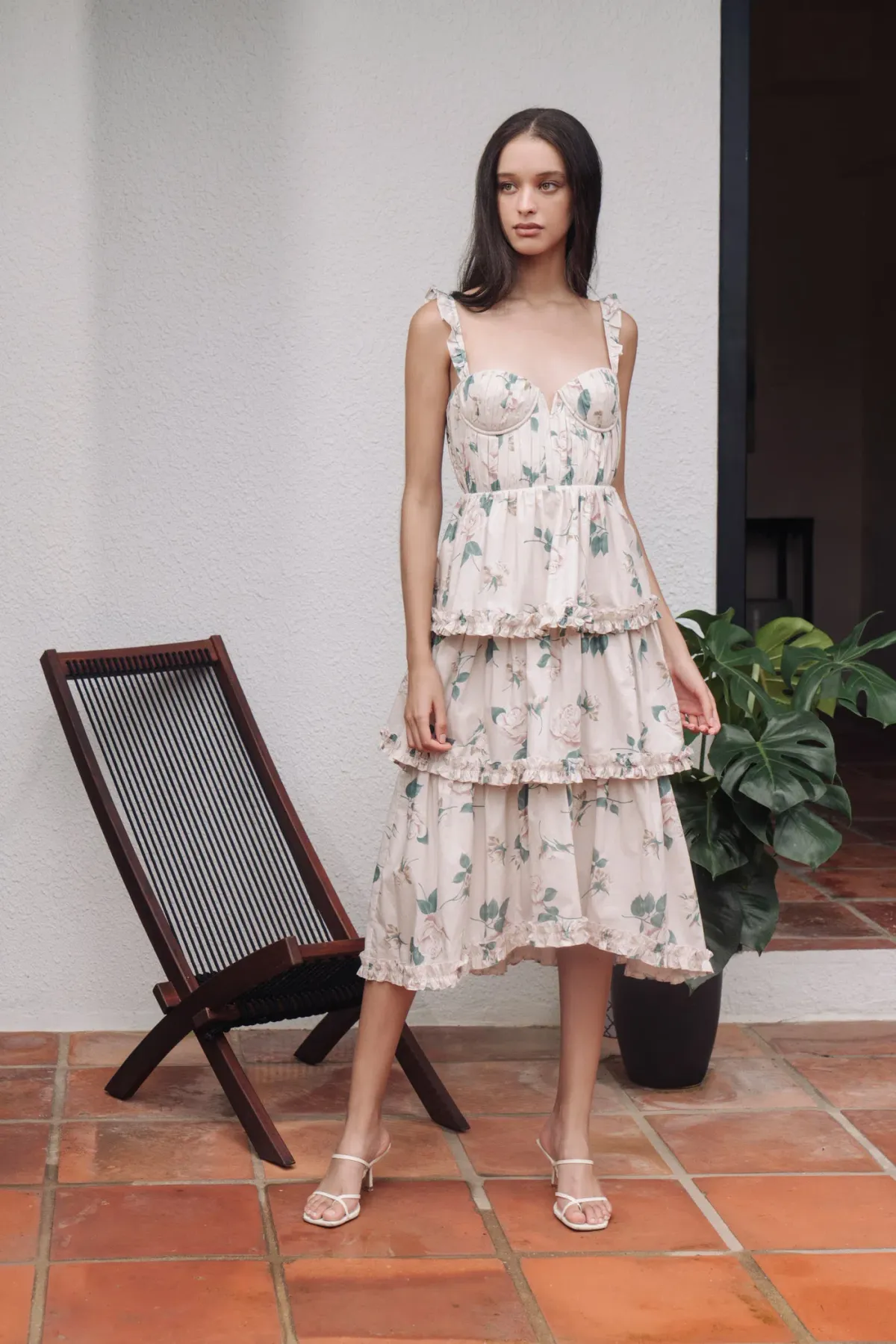 Sau Lee Peyton Dress Powder Rose Print Size 10 for rent on The Volte - main image