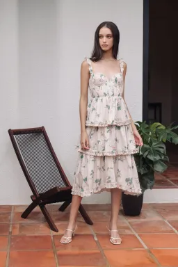 Sau Lee Peyton Dress Powder Rose Print Size 10 for rent on The Volte - image 1