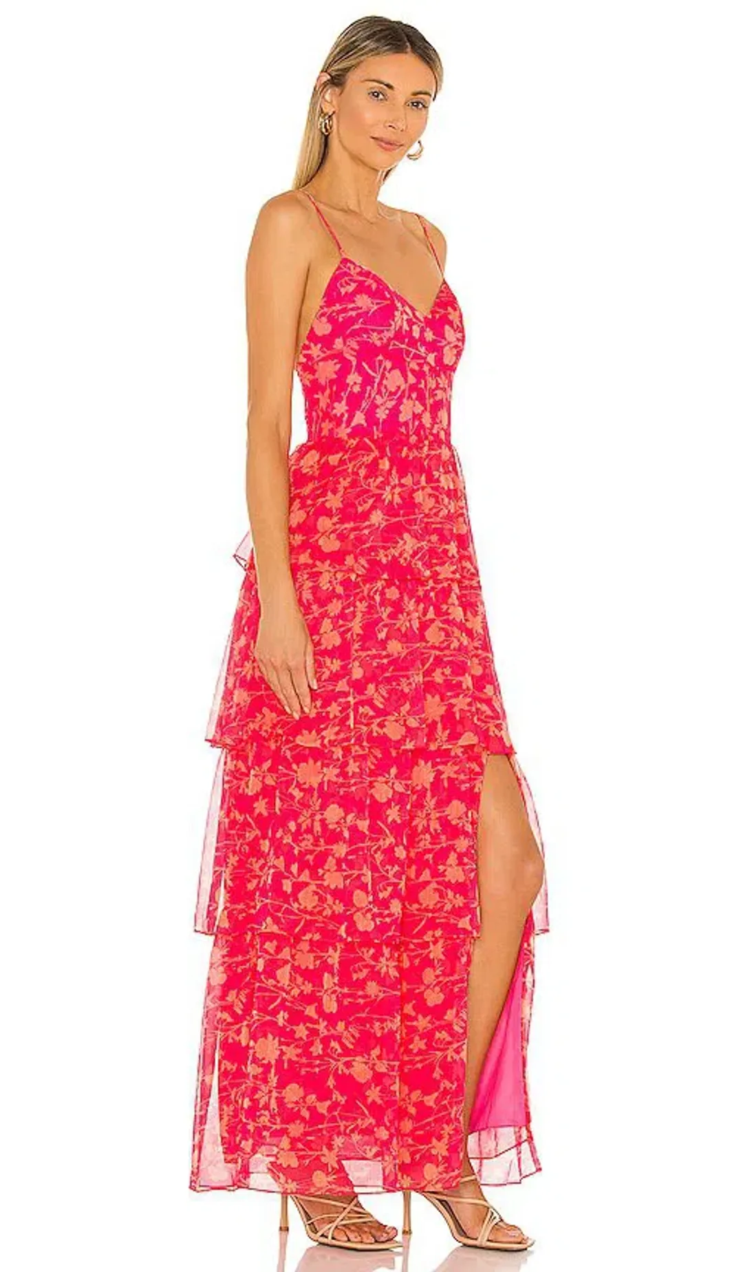 Amanda Uprichard Thaddea Maxi Dress Pink Size 10 for rent on The Volte - main image