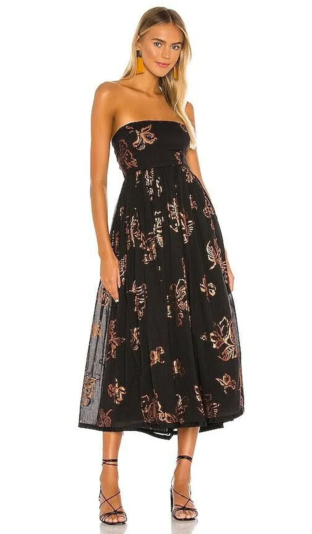 Free People Baja Babe Midi Dress Black Size 10 for rent on The Volte - main image