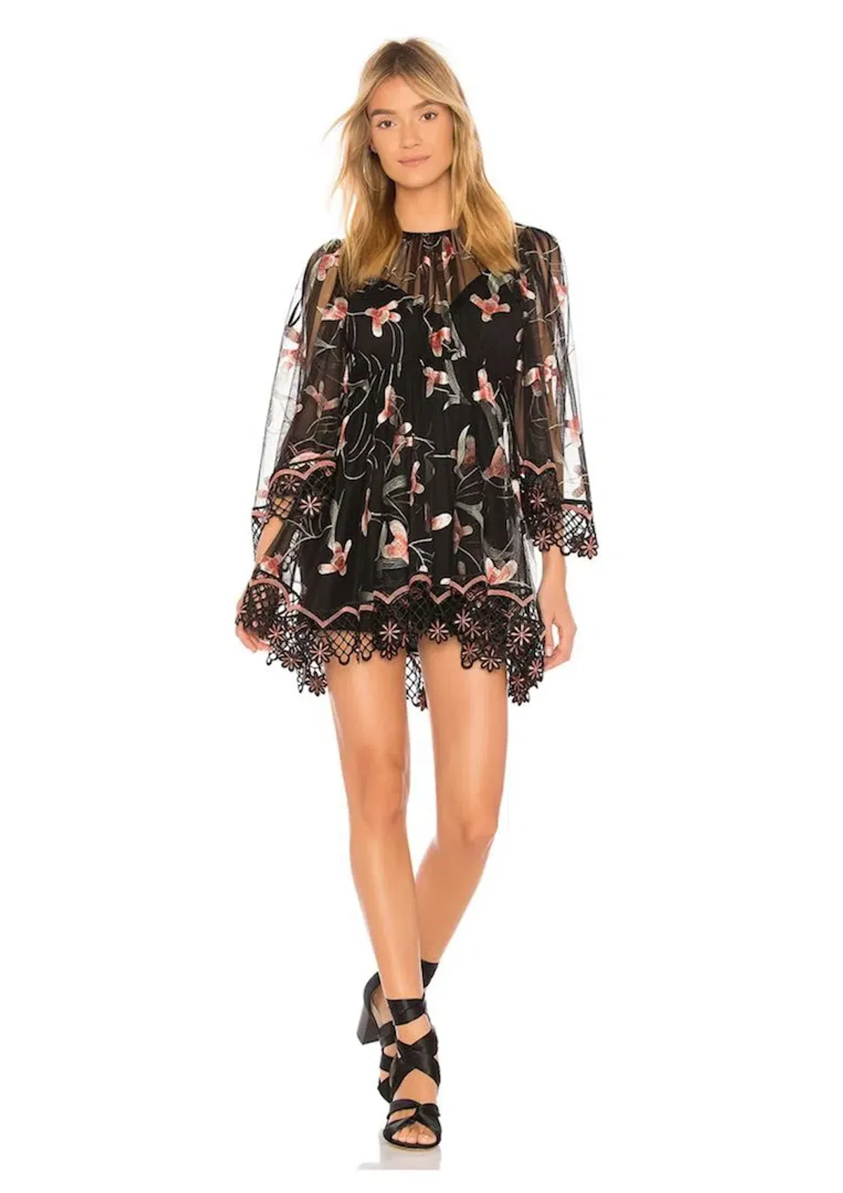 Alice McCall Wish You Were Here Mini Dress Black Floral Size 10 - Image 1