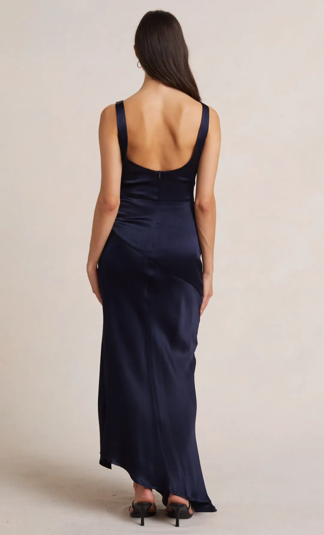 Bec & Bridge Moon Dance Cowl Dress Navy Blue Size 8 for rent on The Volte - main image