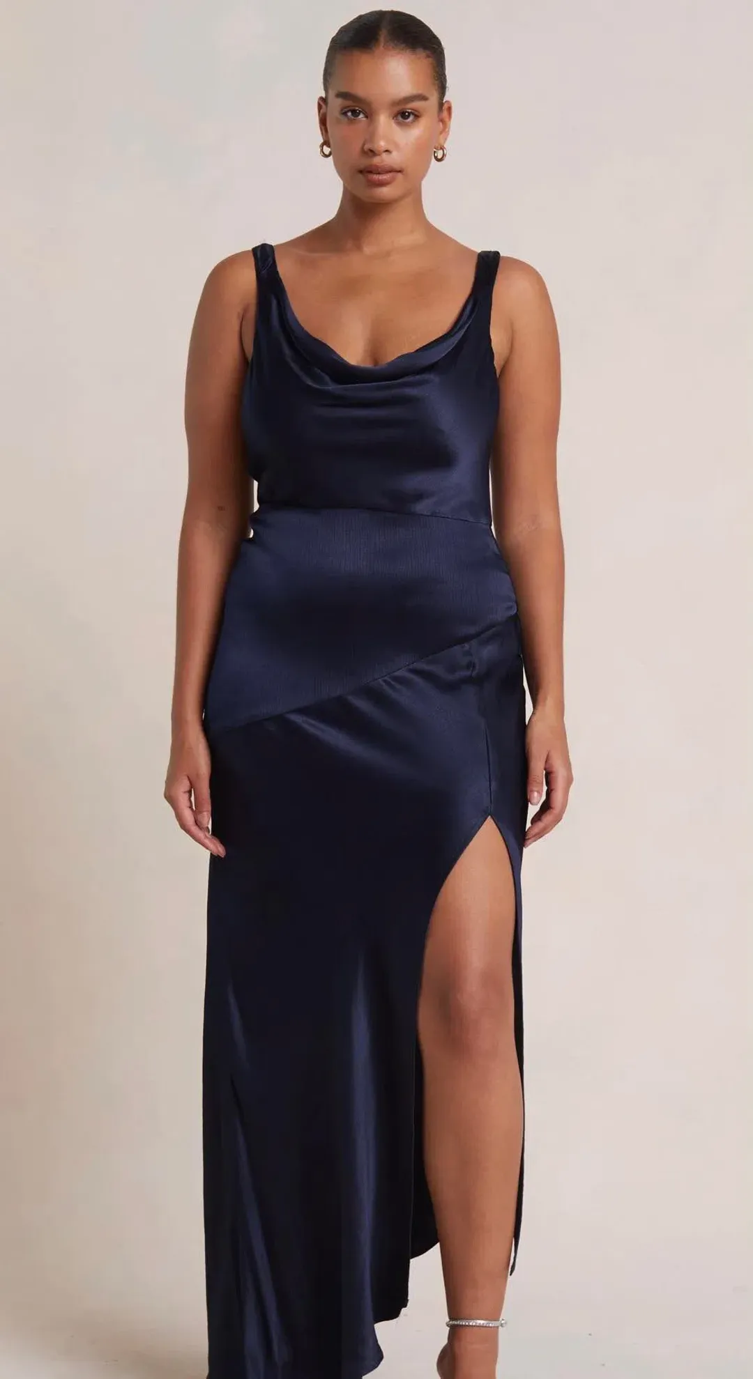 Bec & Bridge Moon Dance Cowl Dress Navy Blue Size 8 for rent on The Volte - main image