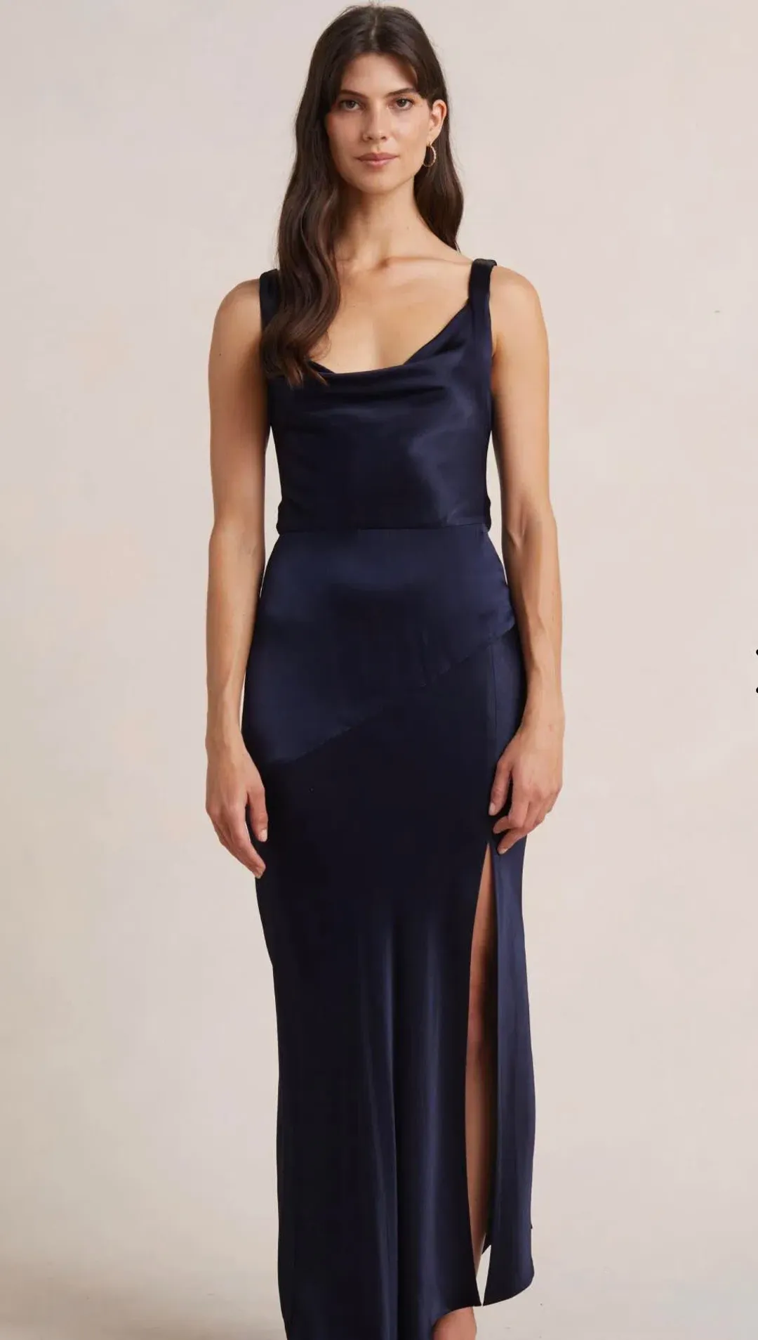 Bec & Bridge Moon Dance Cowl Dress Navy Blue Size 8 for rent on The Volte - main image