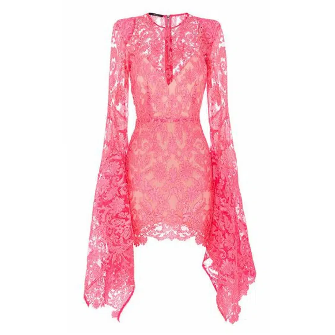 Alex Perry Bartley Lace Dress Pink Size 8 for rent on The Volte - main image