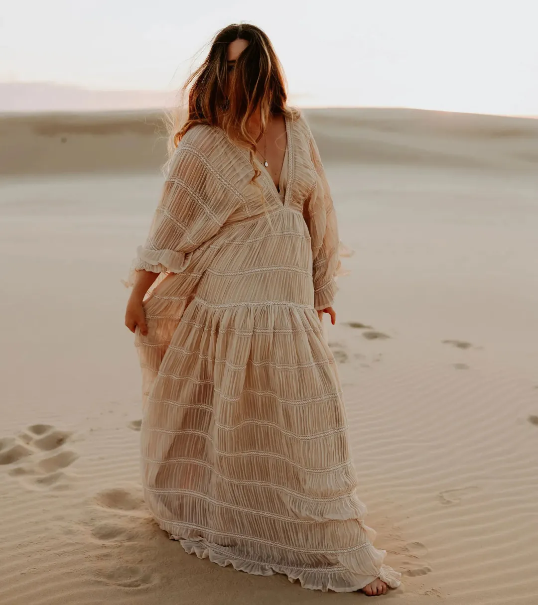 We Are Reclamation Wonderment and Awe Gown Beige One Size Fits Most (Aus 6-16) for rent on The Volte - main image