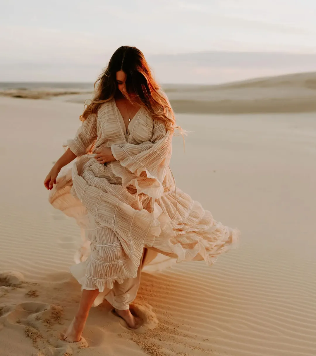 We Are Reclamation Wonderment and Awe Gown Beige One Size Fits Most (Aus 6-16) for rent on The Volte - main image