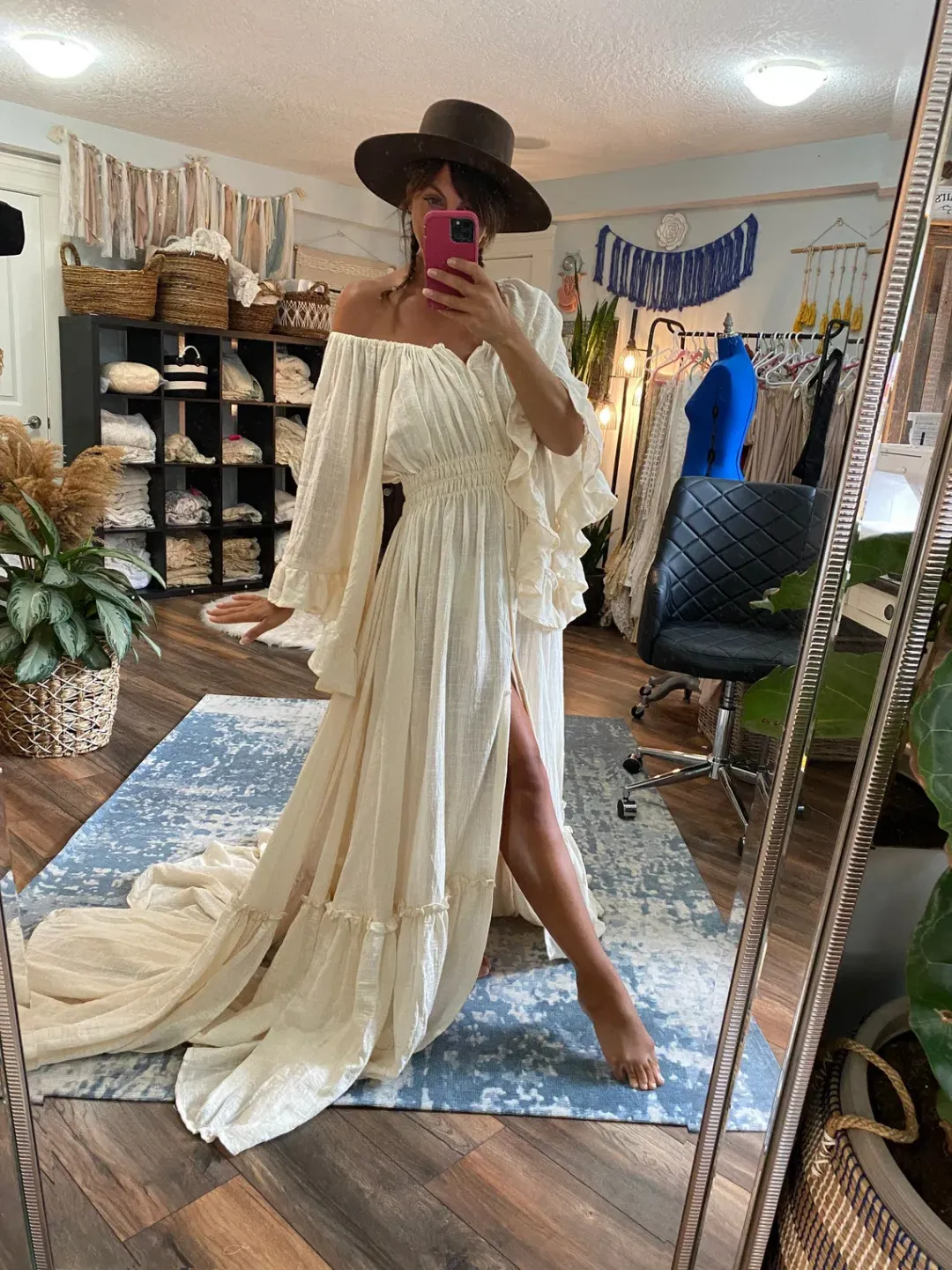 We Are Reclamation Ruffle Me Open Gown Buttercream - One Size Fits Most (Aus 8-22) for rent on The Volte - main image