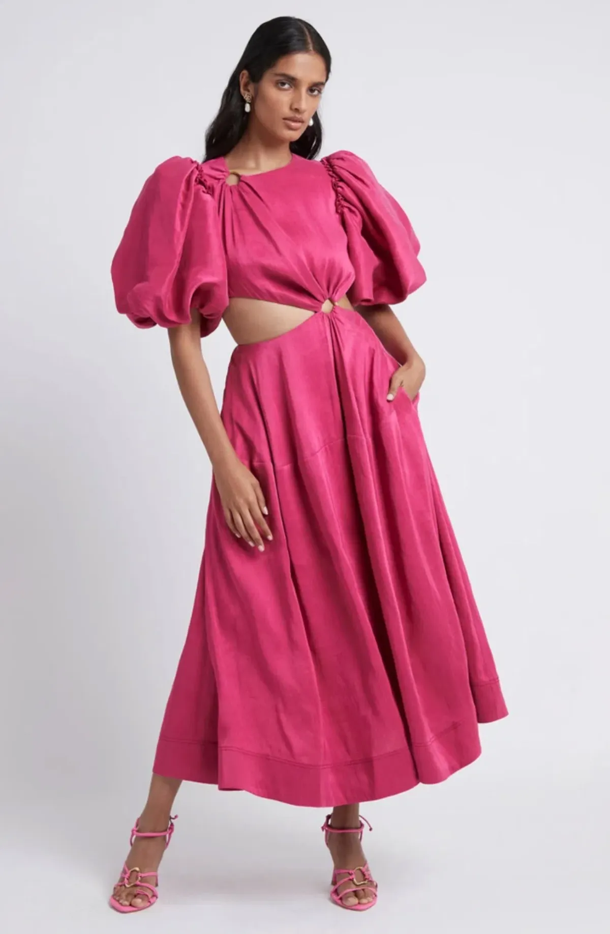 Aje Vanades Cut Out Ring Midi Dress Pink Size 6 - Image 1