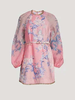 Zimmermann The Postcard Mini Dress Swirl Floral Coral Size 6 for rent on The Volte - image 2