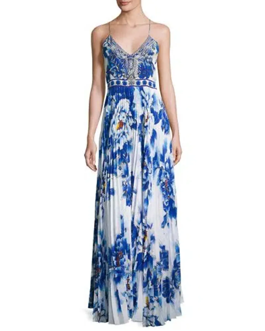 Camilla Ring of Roses Pleated Slip Dress Print Size 8 for rent on The Volte - main image