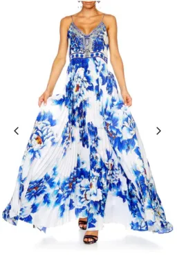 Camilla Ring of Roses Pleated Slip Dress Print Size 8 for rent on The Volte - image 6