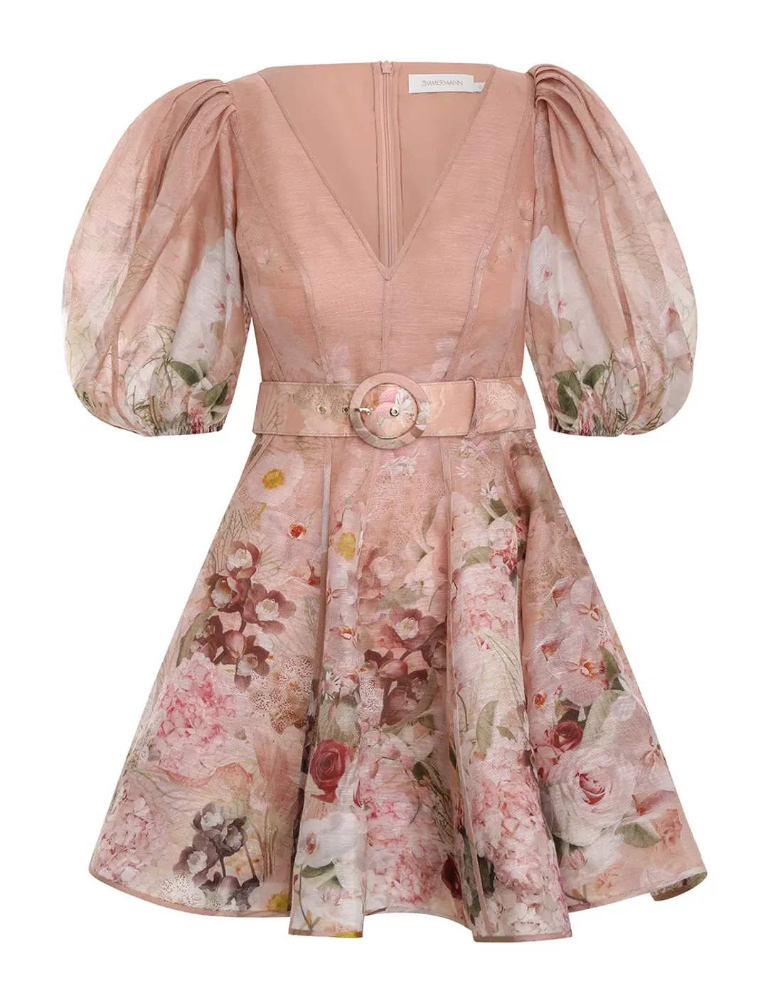 Zimmermann Dancer Puff Sleeve Mini Dress Floral Size 1 / Au 10 for rent on The Volte - main image