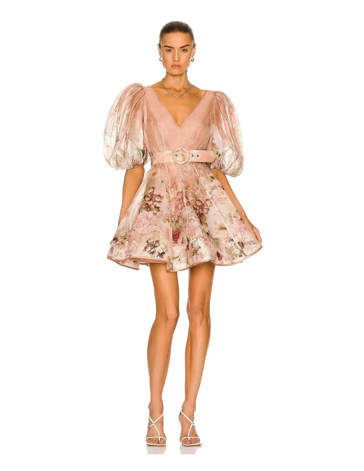 Zimmermann Dancer Puff Sleeve Mini Dress Floral Size 1 / Au 10 for rent on The Volte - main image