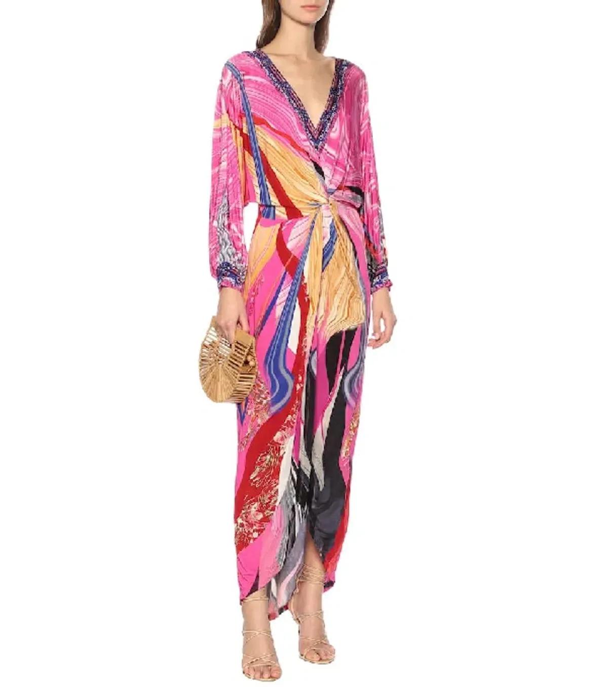 Camilla Long Split Front Twist Dress Multi Size M / AU 12 for rent on The Volte - main image