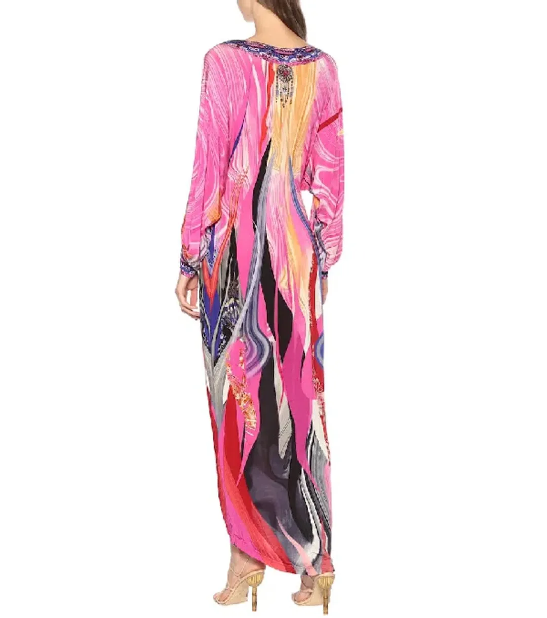 Camilla Long Split Front Twist Dress Multi Size M / AU 12 for rent on The Volte - main image