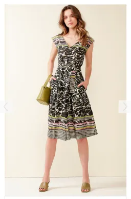 Sacha Drake Mt Cootha Cotton Cap Sleeve V Neck Dress Print Size 16 for rent on The Volte - image 5